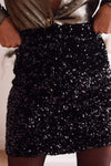 Black Sequin Bodycon Mini Skirt