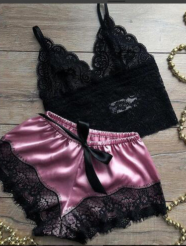 <tc>Pizsama szett Loly fekete és rózsaszín</tc>