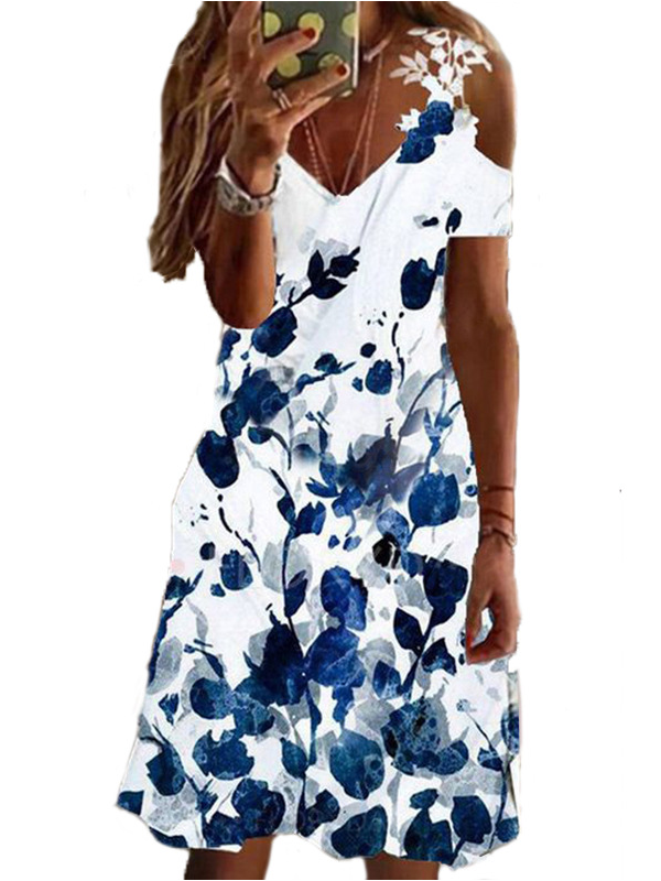 <tc>Elegáns ruha Dillini fehér és kék</tc>