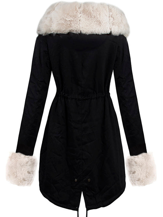 <tc>Parka kabát Elora fekete, bézs szőrmével</tc>