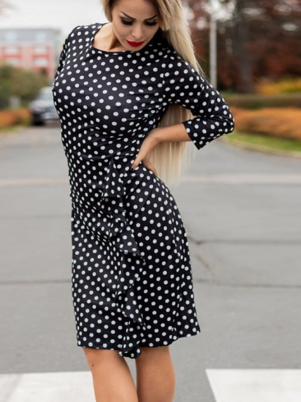 POLKA DOT MIDI RUTH RUTH fekete-fehér